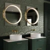HIB Solas Round Illuminated Bathroom Mirror - Brushed Brass - Image 2
