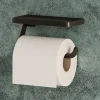 HIB Toilet Roll Holder with Shelf & Anti-slip Mat - Black