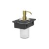 Vado Cameo Satin Brass Soap Dispenser with 150mm Black Glass Shelf