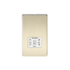 115V/230V Dual Voltage Shaver Socket - Polished Brass with White Insert