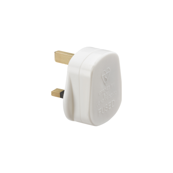 13A Plug Top with 13A fuse - White (Screw Cord Grip)