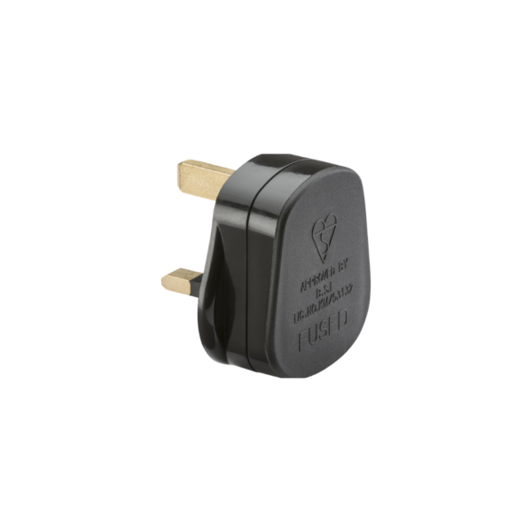 13A Plug Top with 13A fuse - Black (Screw Cord Grip)