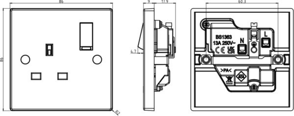 13A 1G DP Switched Socket - ASTA Approved - Image 2