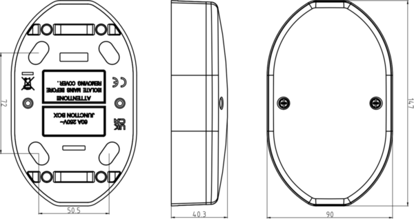 60A Junction Box 3-Terminal - White - Image 2