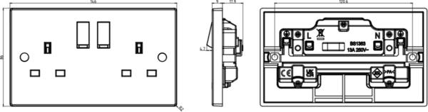 13A 2G DP Switched Socket with Twin Earths - ASTA Approved - Image 2