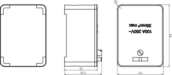 100A 1 x 5-Way (Single Pole) Service Connector Block - Brass Terminals - Image 2