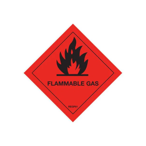 Regin Flammable Gas Warning Diamond Red Sticker