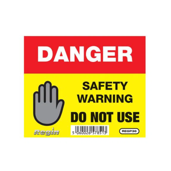 Regin DANGER Safety Warning DO NOT USE Sticker - 8 Pack