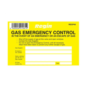 Gas Emergency Control Sticker