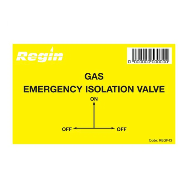 Regin Gas Isolation Valve Sticker - 8 Pack