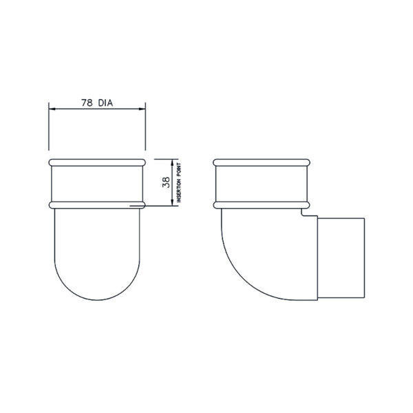Floplast Round Downpipe Offset Bend 92.5° Black - Image 2