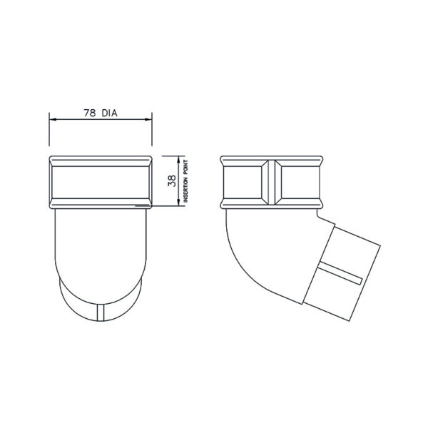 Floplast Round Downpipe Offset Bend 112° Black - Image 2