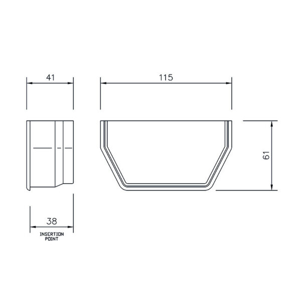 Floplast Half Square Gutter Internal Stopend White - Image 2