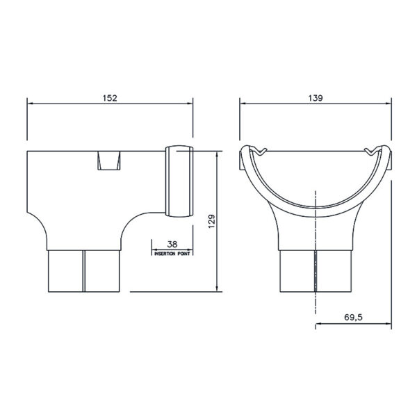 Floplast Half Round Gutter Stop End Outlet White - Image 2