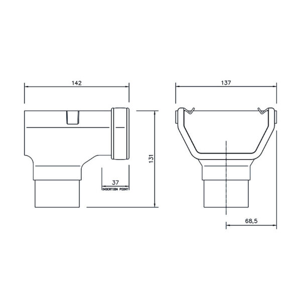Floplast Half Square Gutter Stop End Outlet White - Image 2
