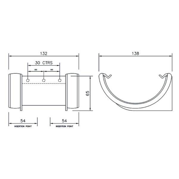 Floplast Half Round Gutter Union Bracket White - Image 2