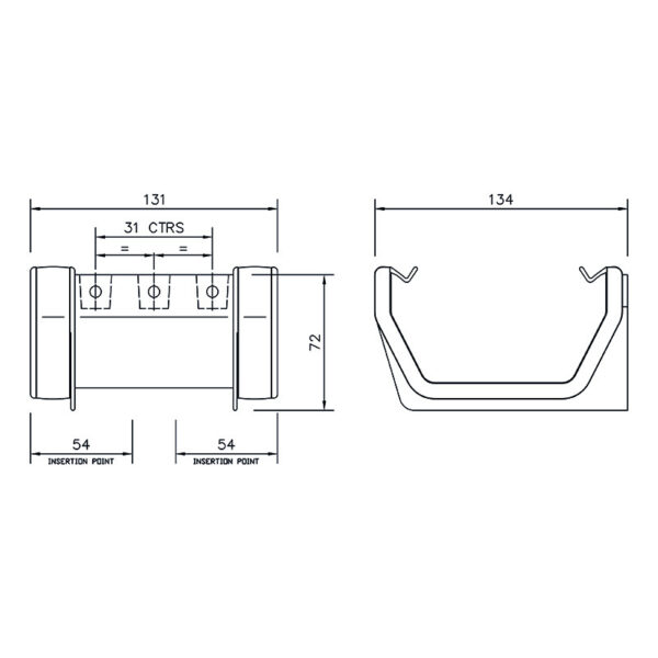 Floplast Half Square Gutter Union Bracket White - Image 2