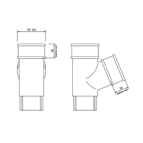Floplast Round Downpipe 67° Branch Tee White - Image 2