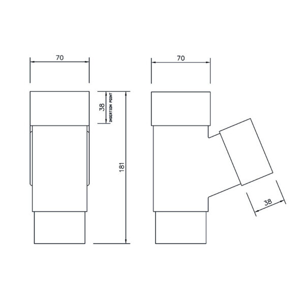 Floplast Square 67° Branch/Tee  White - Image 2